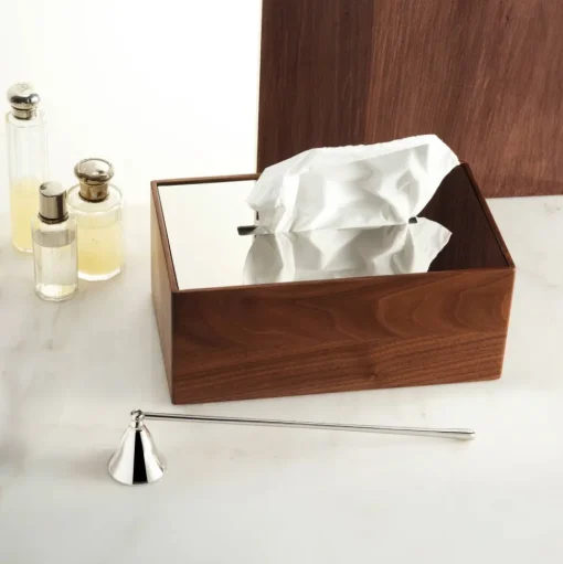 Walnut and Steel Tissue Box