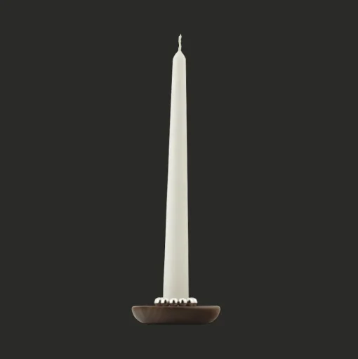 Walnut Silver-Plated Candle Holder